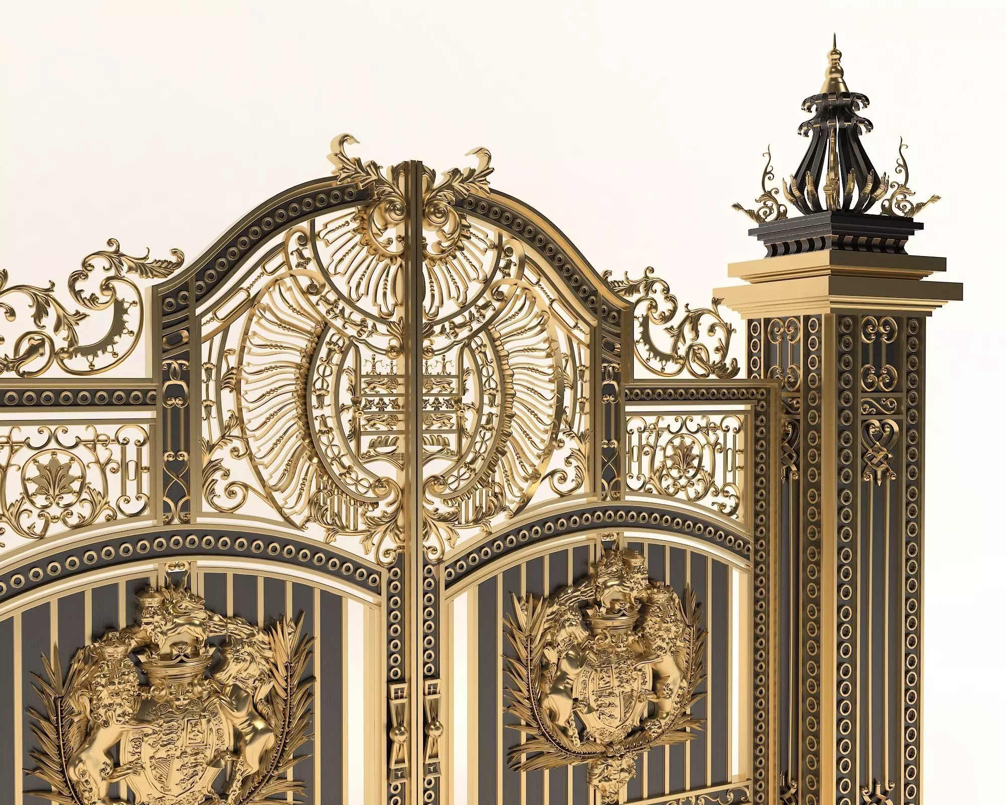 Classic European style Mansion Gate 3D model_4