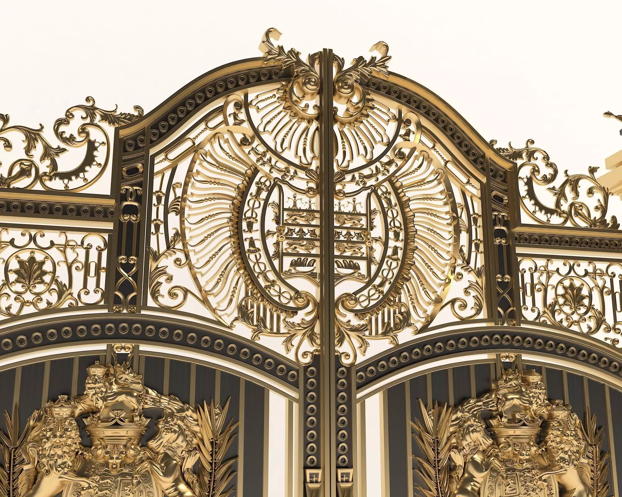 Classic European style Mansion Gate 3D model_8