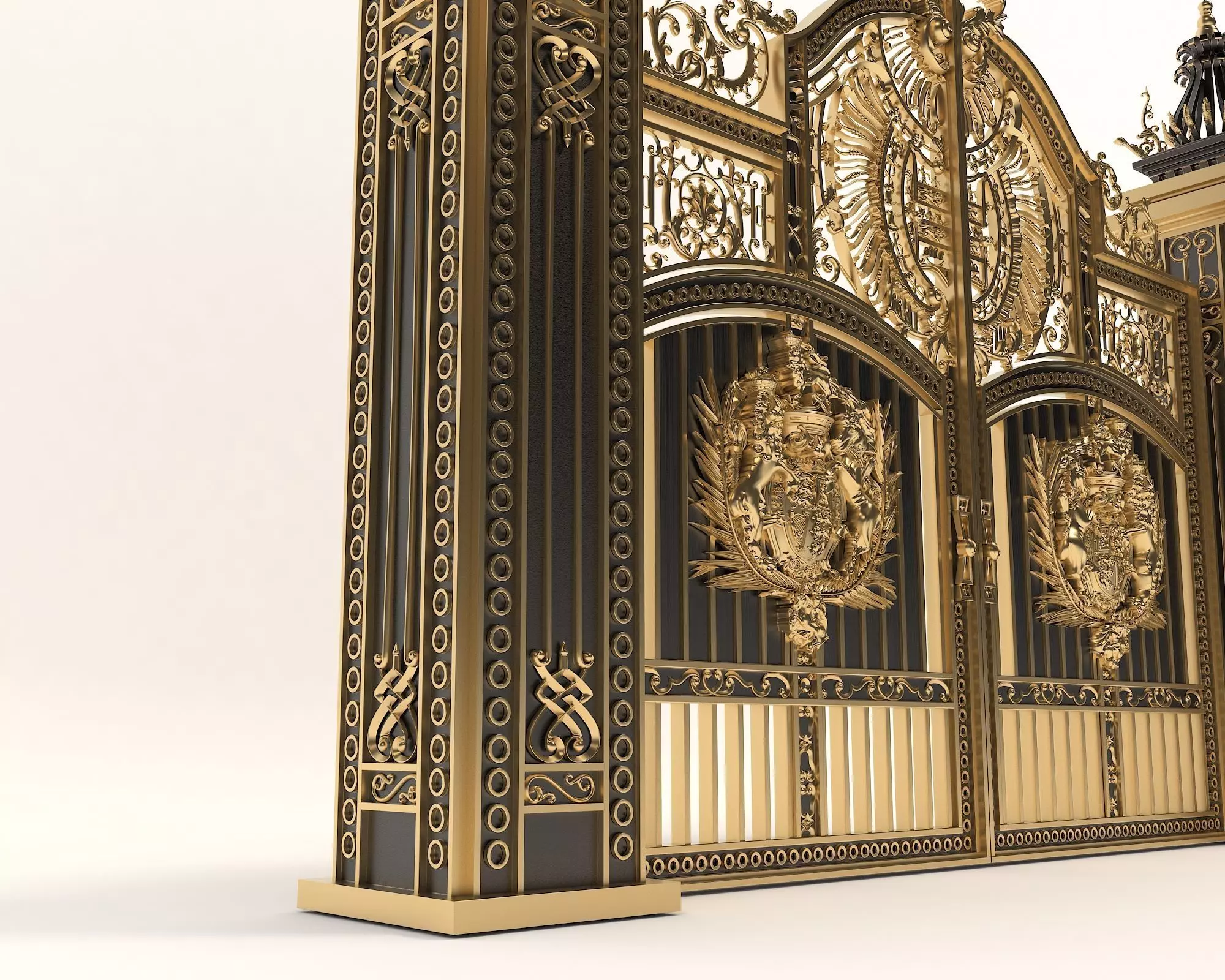 Classic European style Mansion Gate 3D model_7