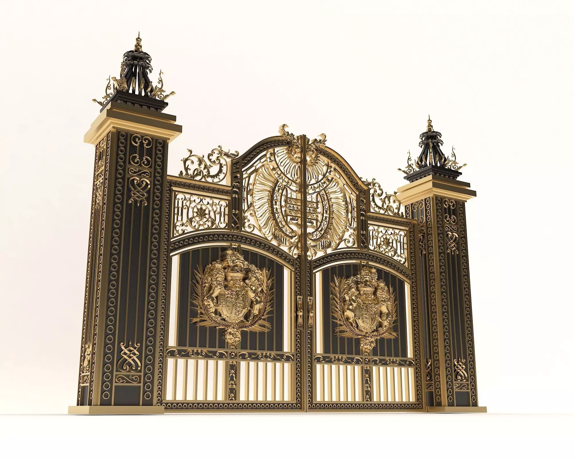 Classic European style Mansion Gate 3D model_5