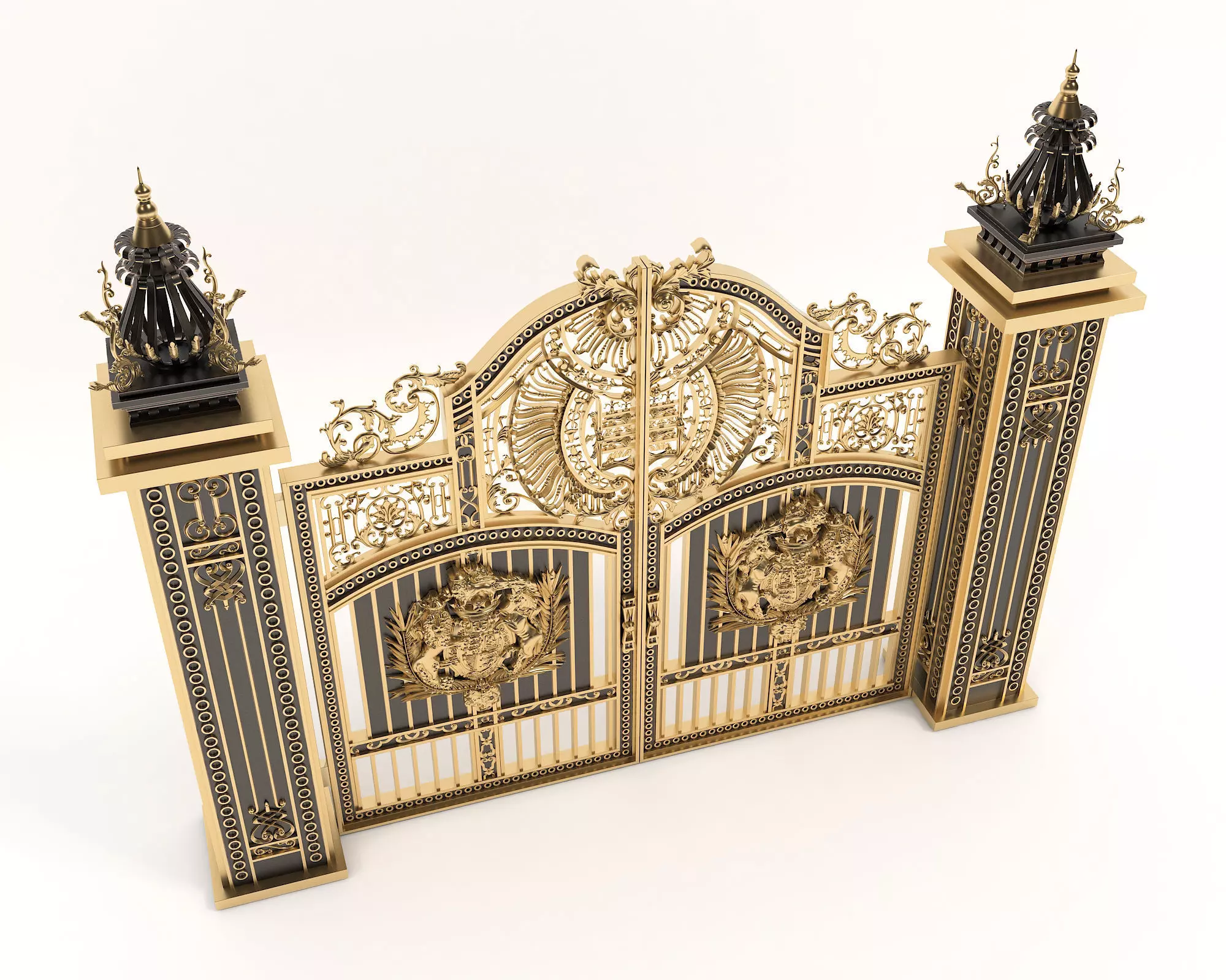 Classic European style Mansion Gate 3D model_1