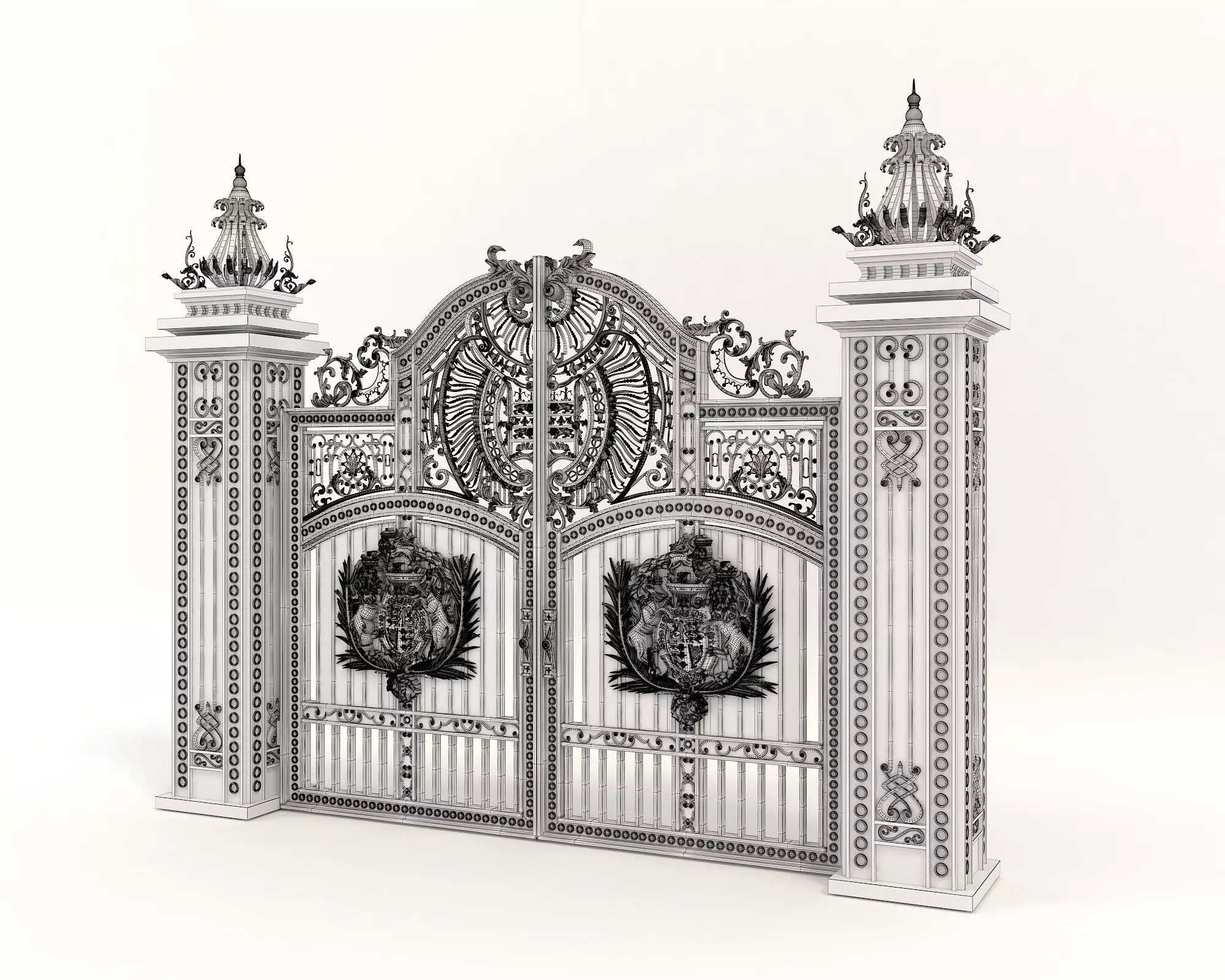 Classic European style Mansion Gate 3D model_9