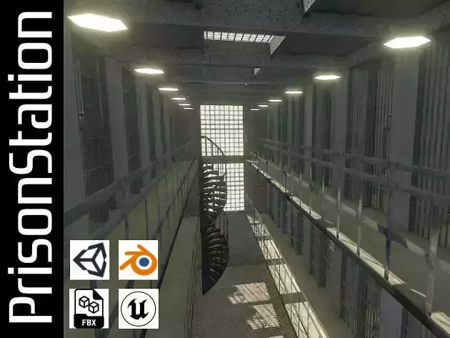 Old Prison low-poly PS1 32-bit style Low-poly 3D model