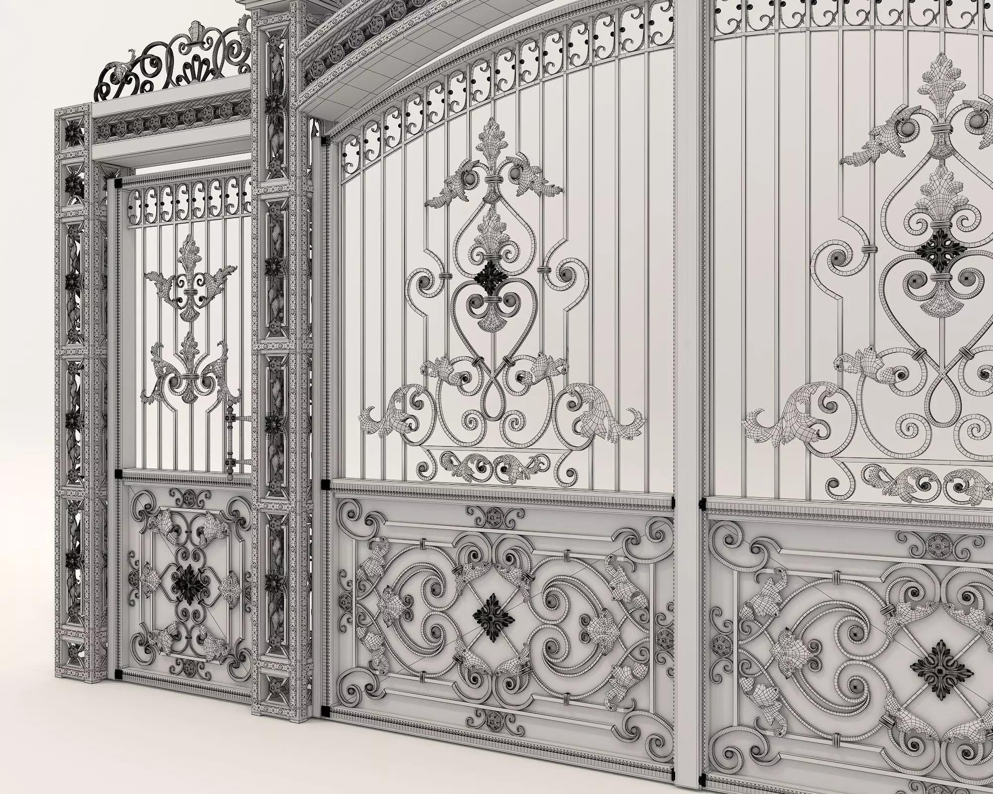 Classic European style Mansion Gate 4 3D model_10