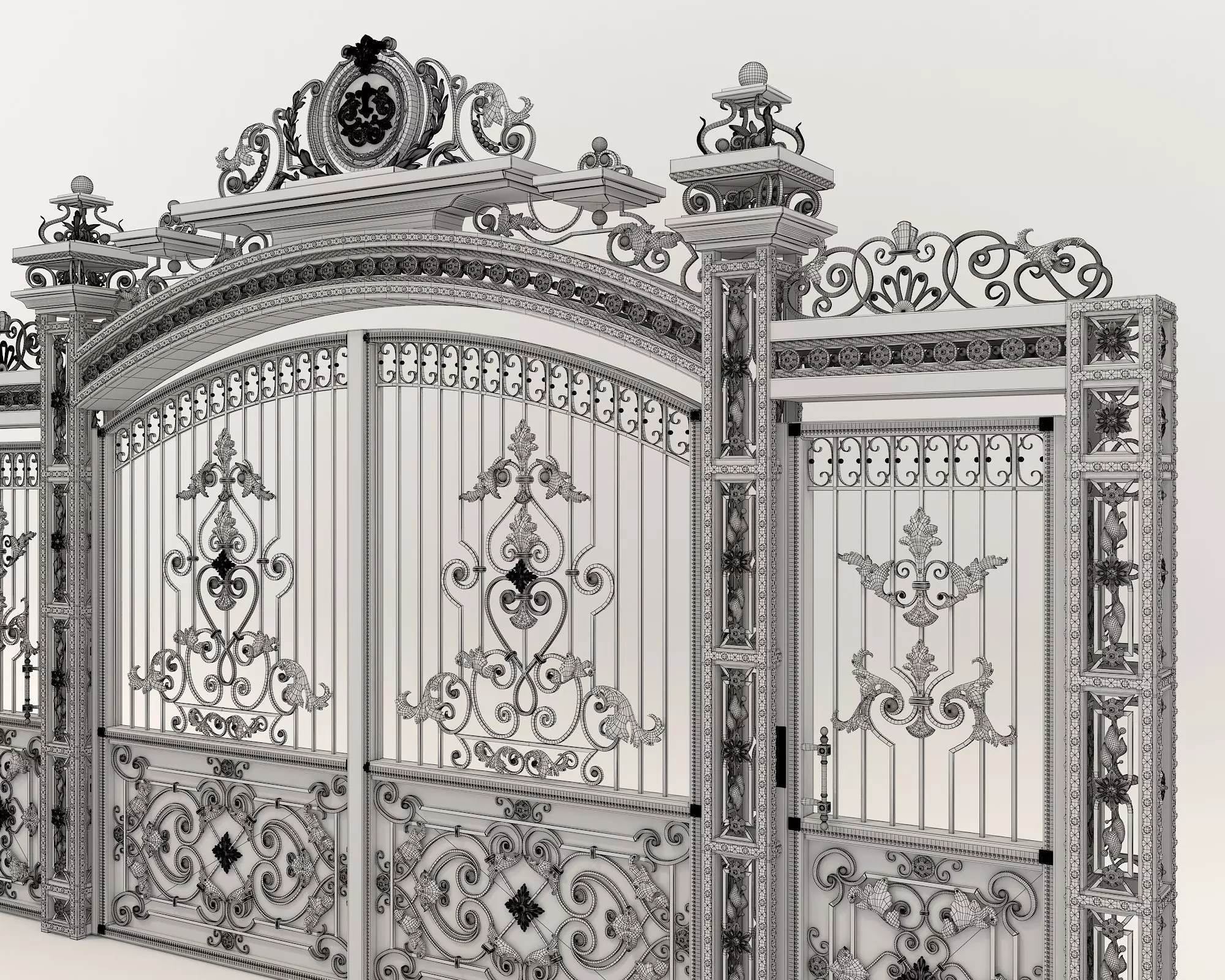 Classic European style Mansion Gate 4 3D model_9