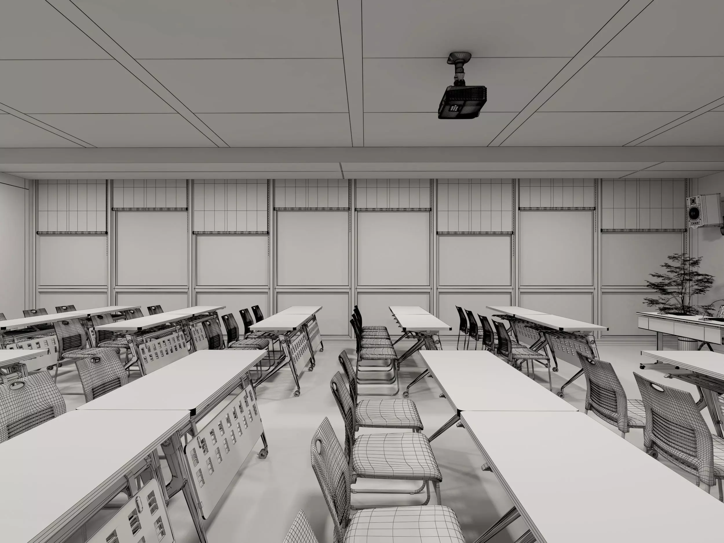 School Classroom Low-poly 3D model_6