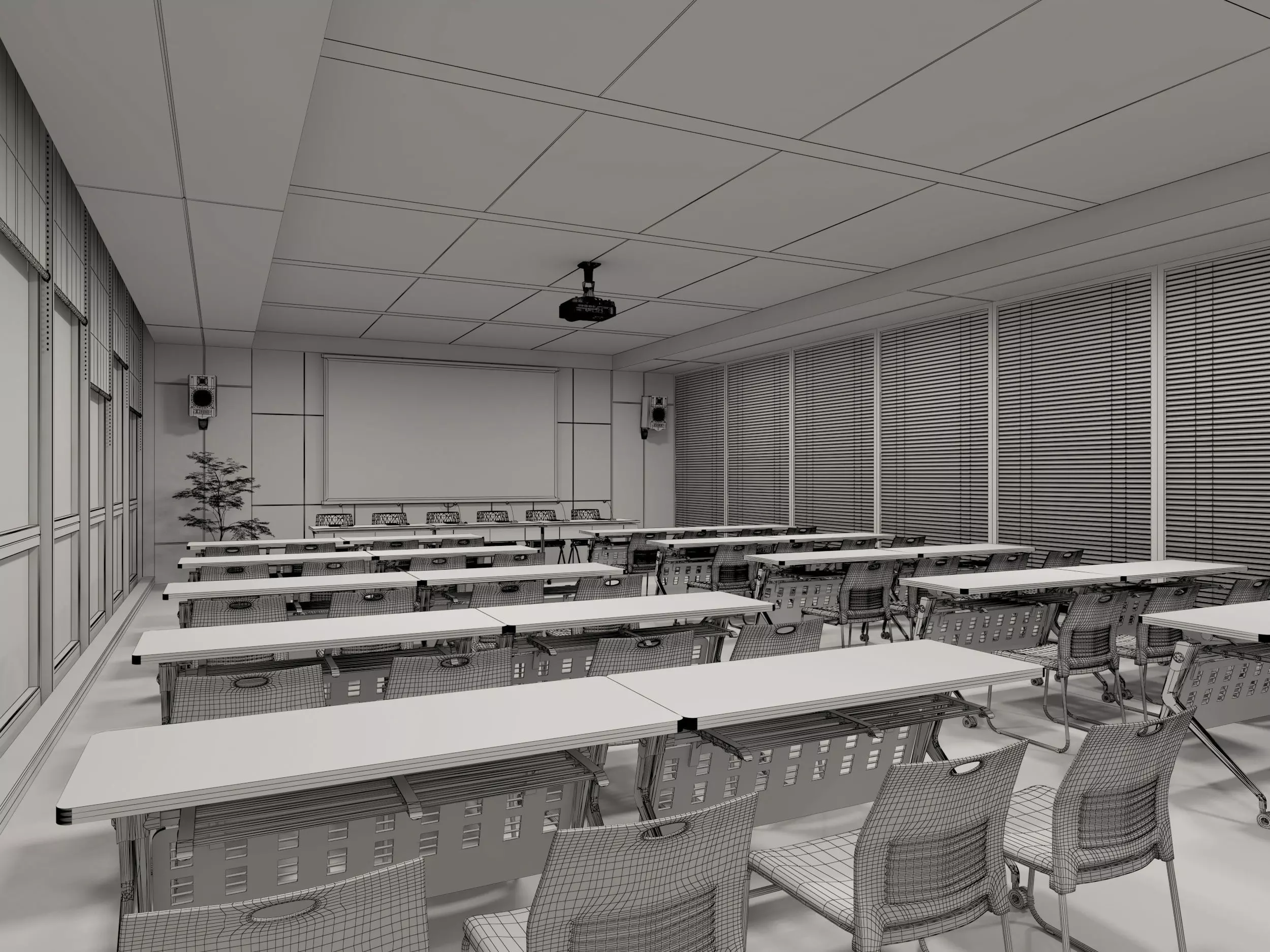 School Classroom Low-poly 3D model_8