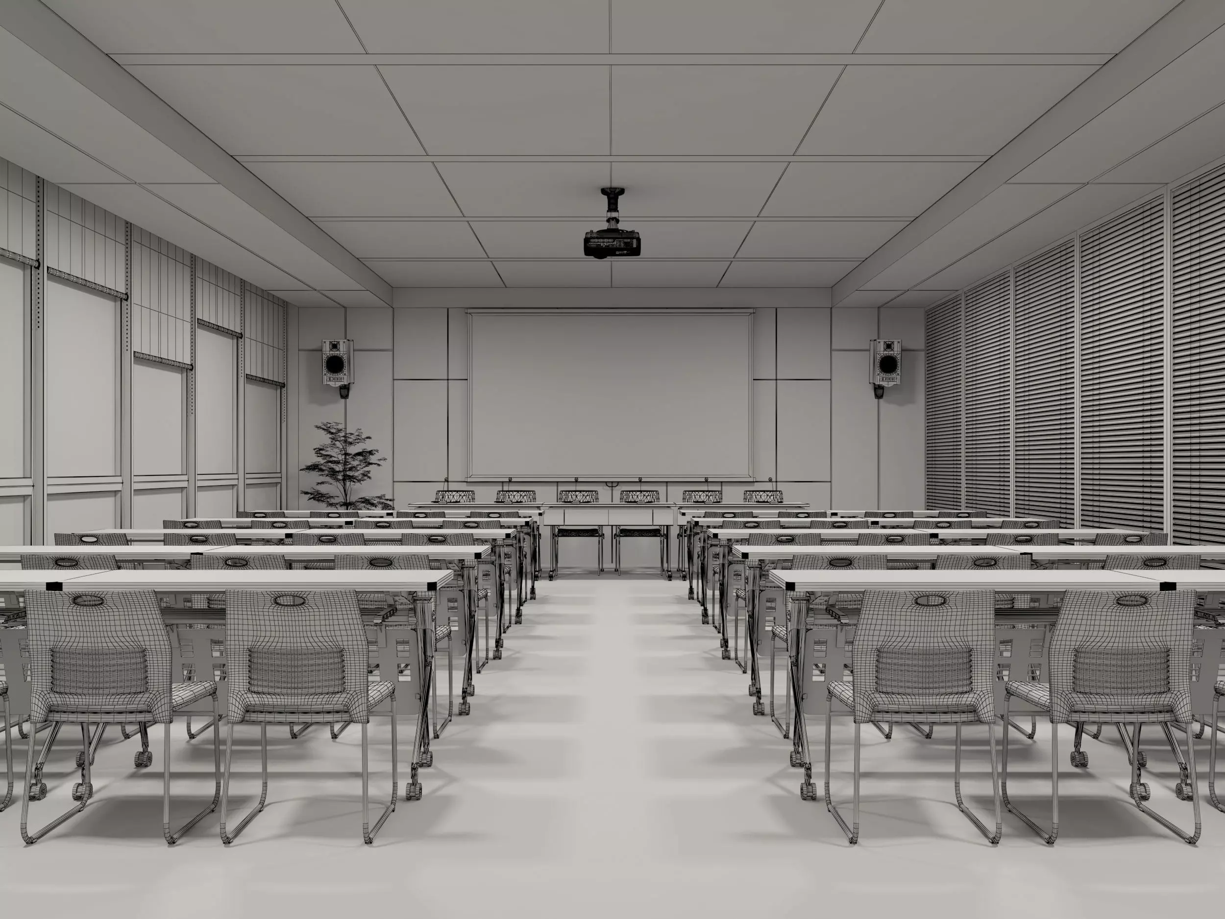 School Classroom Low-poly 3D model_7