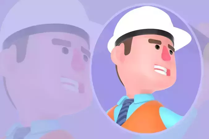 Stylized 3D Male Architect Character - Cartoon Blueprint Man