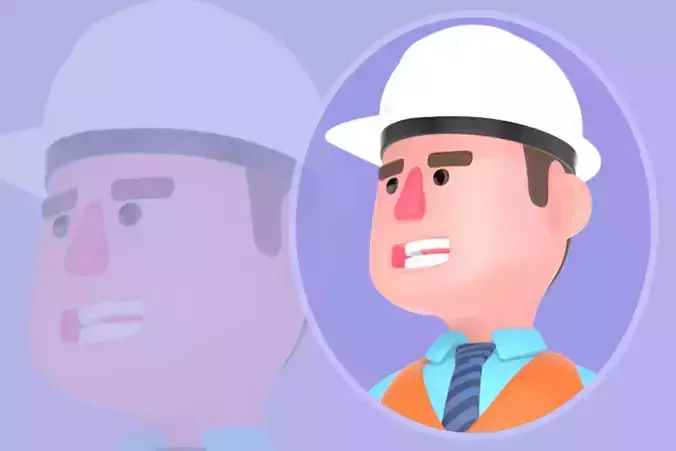 Stylized 3D Male Architect Character - Cartoon Handshake Pose