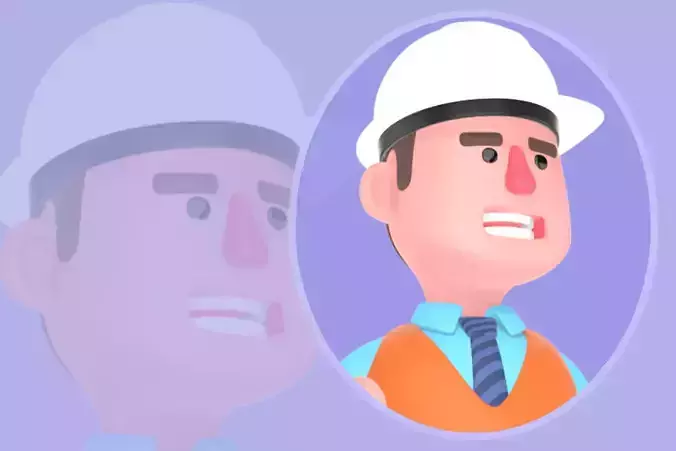 Stylized 3D Male Architect Character - Cartoon Thumbs Up Pose