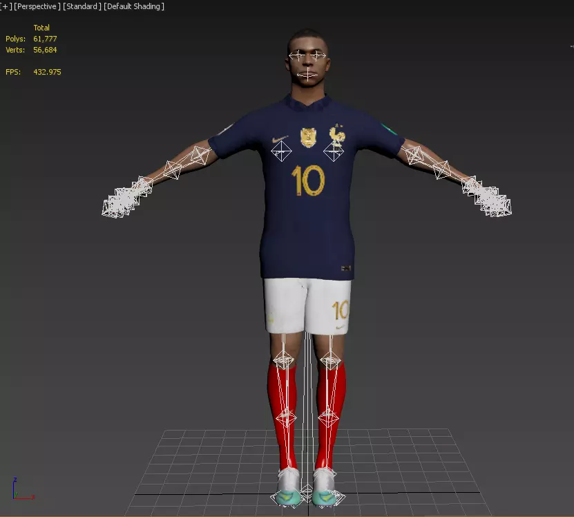 Kylian Mbappe 3D Full Rigged Low-poly 3D model Low-poly 3D model Low-poly 3D model_4