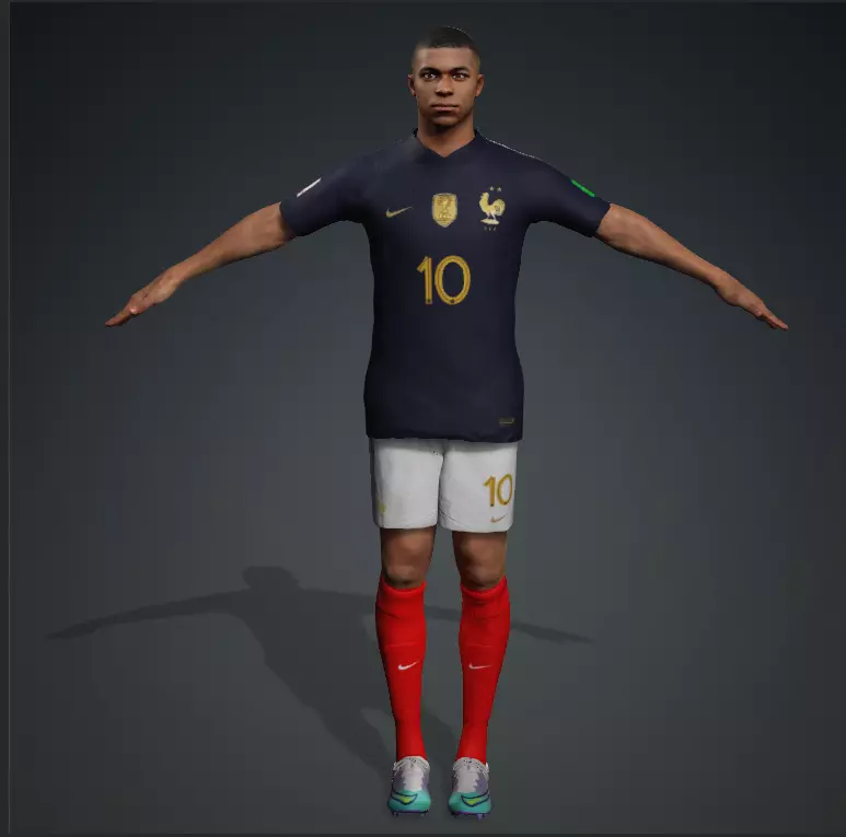 Kylian Mbappe 3D Full Rigged Low-poly 3D model Low-poly 3D model Low-poly 3D model_0