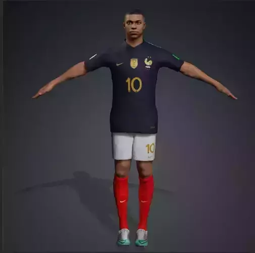 Kylian Mbappe 3D Full Rigged Low-poly 3D model Low-poly 3D model