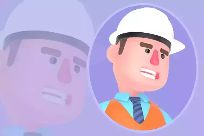 Stylized 3D Male Architect Character - Cartoon Work Tools