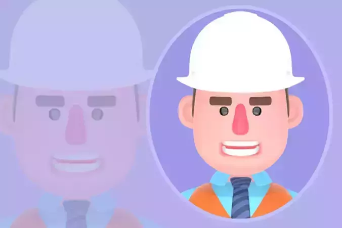 Stylized 3D Male Architect Character - Designer with Triangles