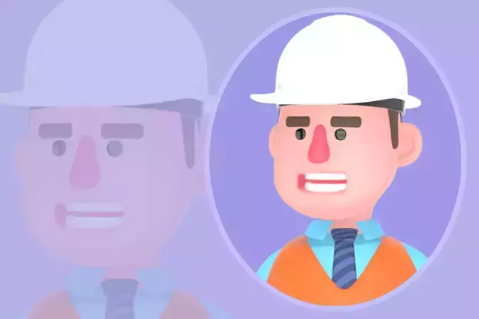 Stylized 3D Male Architect Character - Builder with Blueprint