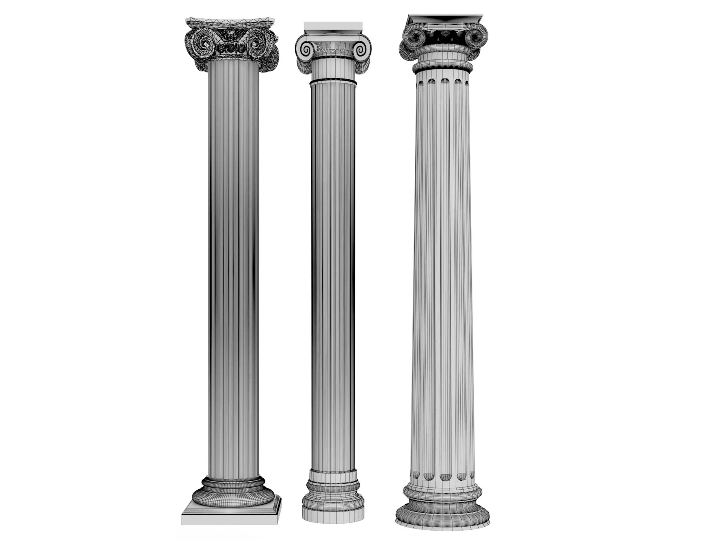 Classical Columns pillar decorate Low-poly 3D model_8