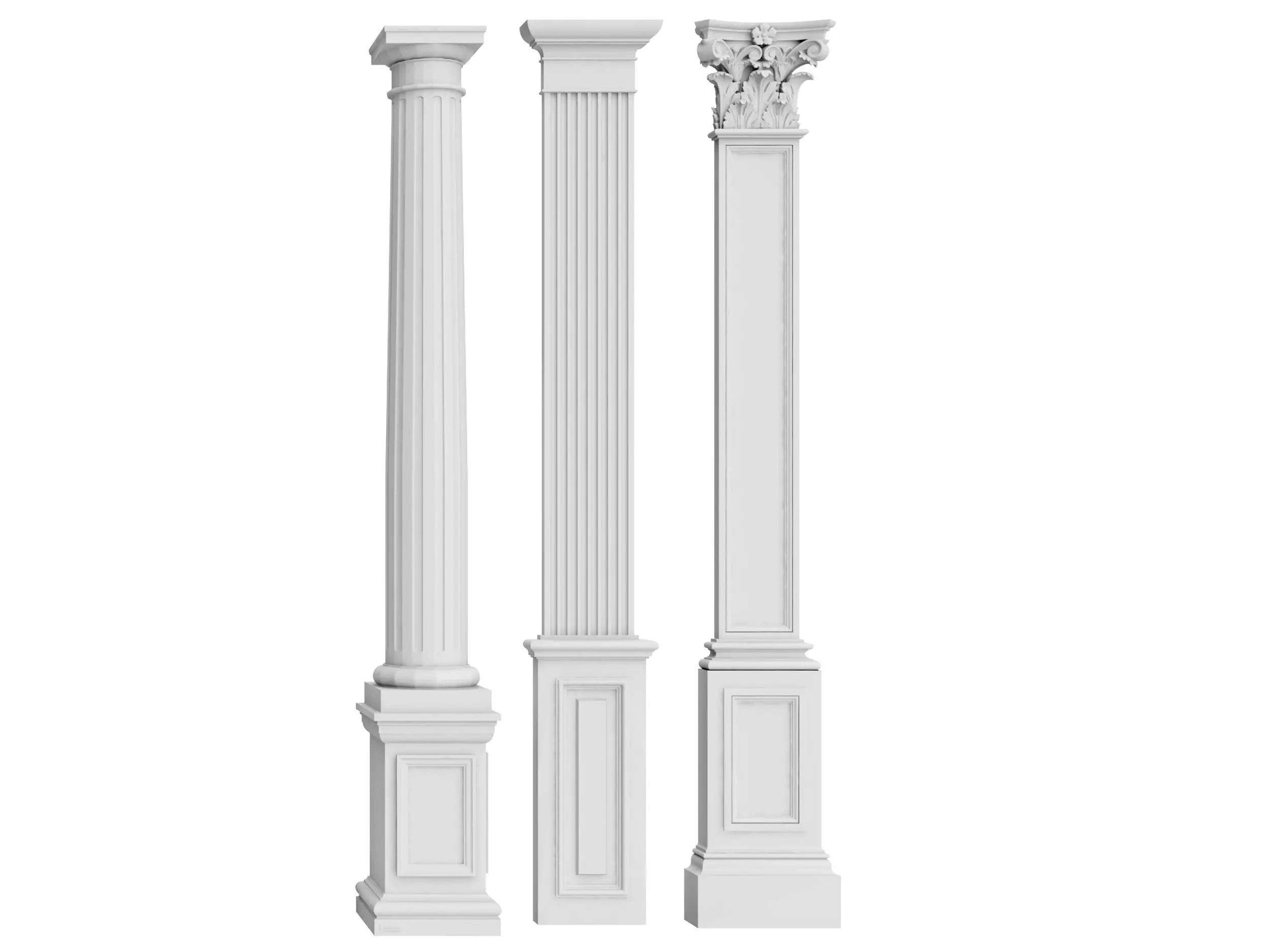 Classical Columns pillar decorate Low-poly 3D model_3