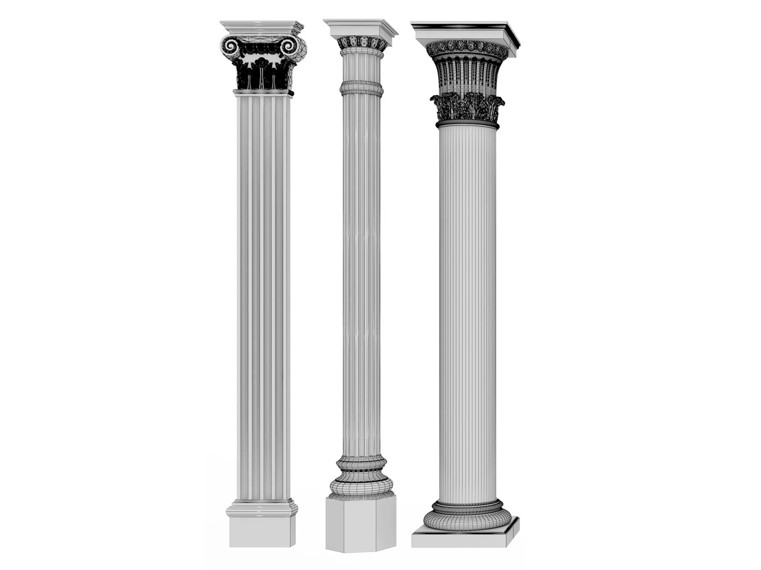 Classical Columns pillar decorate Low-poly 3D model_7