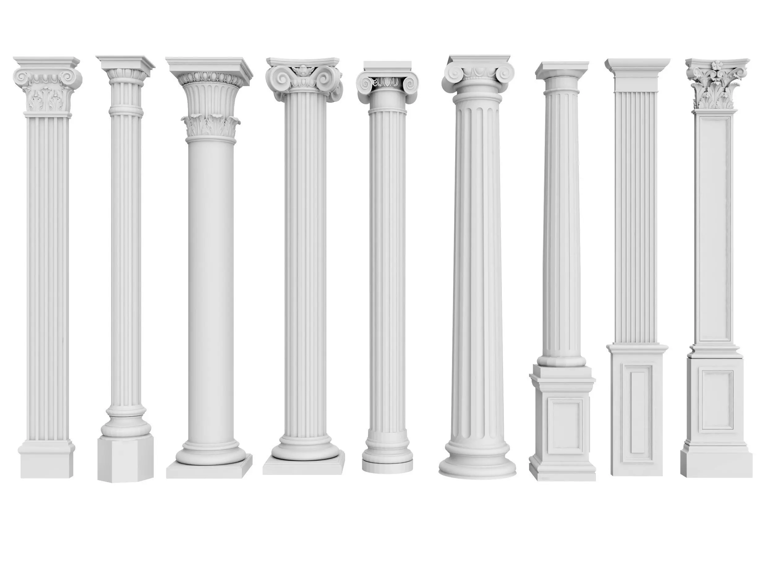 Classical Columns pillar decorate Low-poly 3D model_0