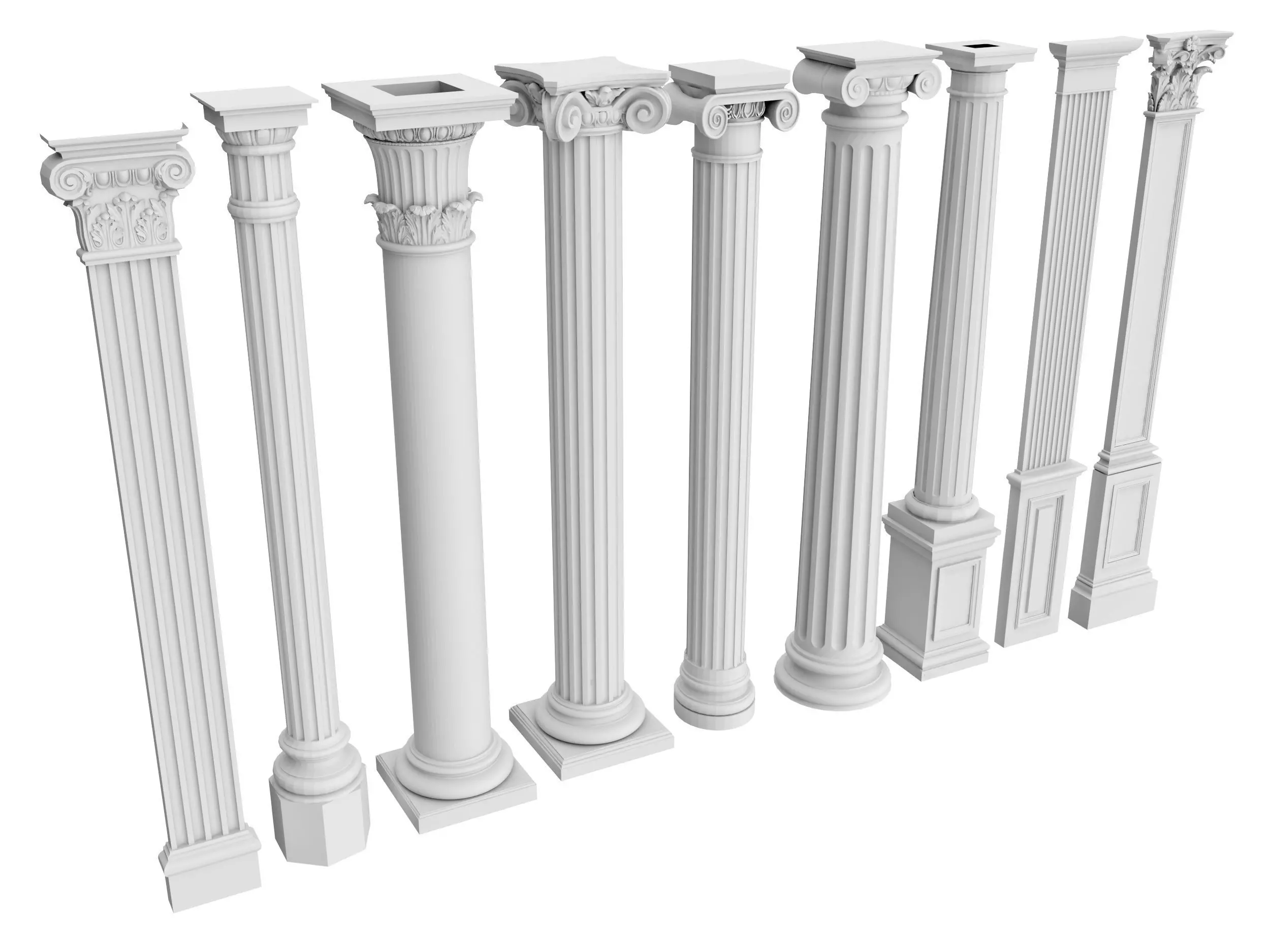 Classical Columns pillar decorate Low-poly 3D model_2