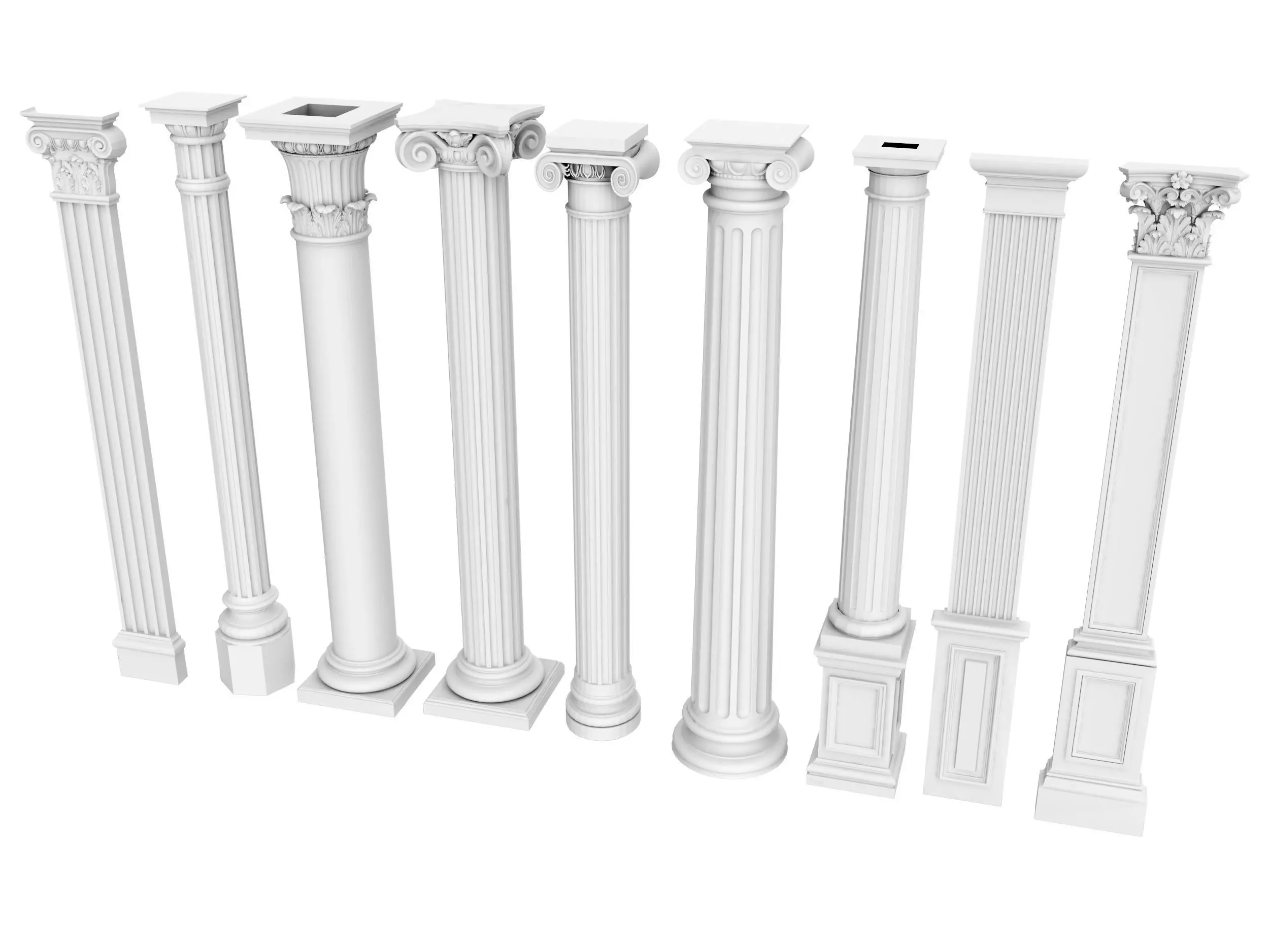 Classical Columns pillar decorate Low-poly 3D model_1