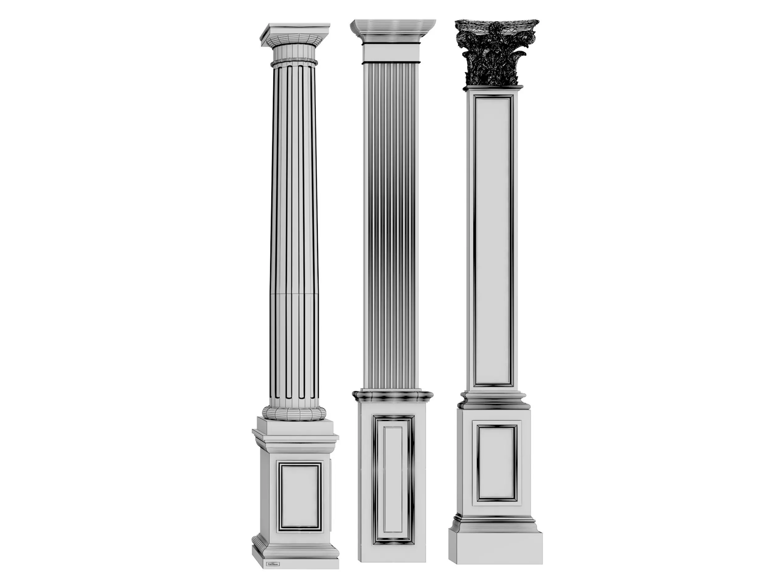 Classical Columns pillar decorate Low-poly 3D model_9