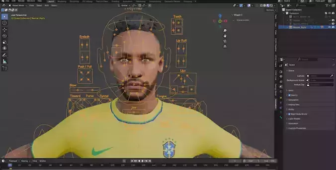 Neymar 3D Full Rigged Low-poly 3D model Low-poly 3D model