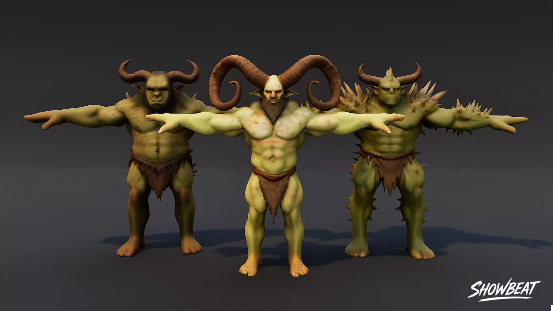 Complete Ogre T-Pose Pack Low-poly 3D model_11