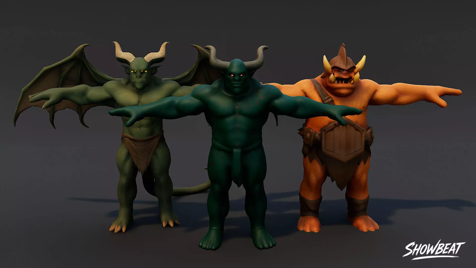 Complete Ogre T-Pose Pack Low-poly 3D model_16