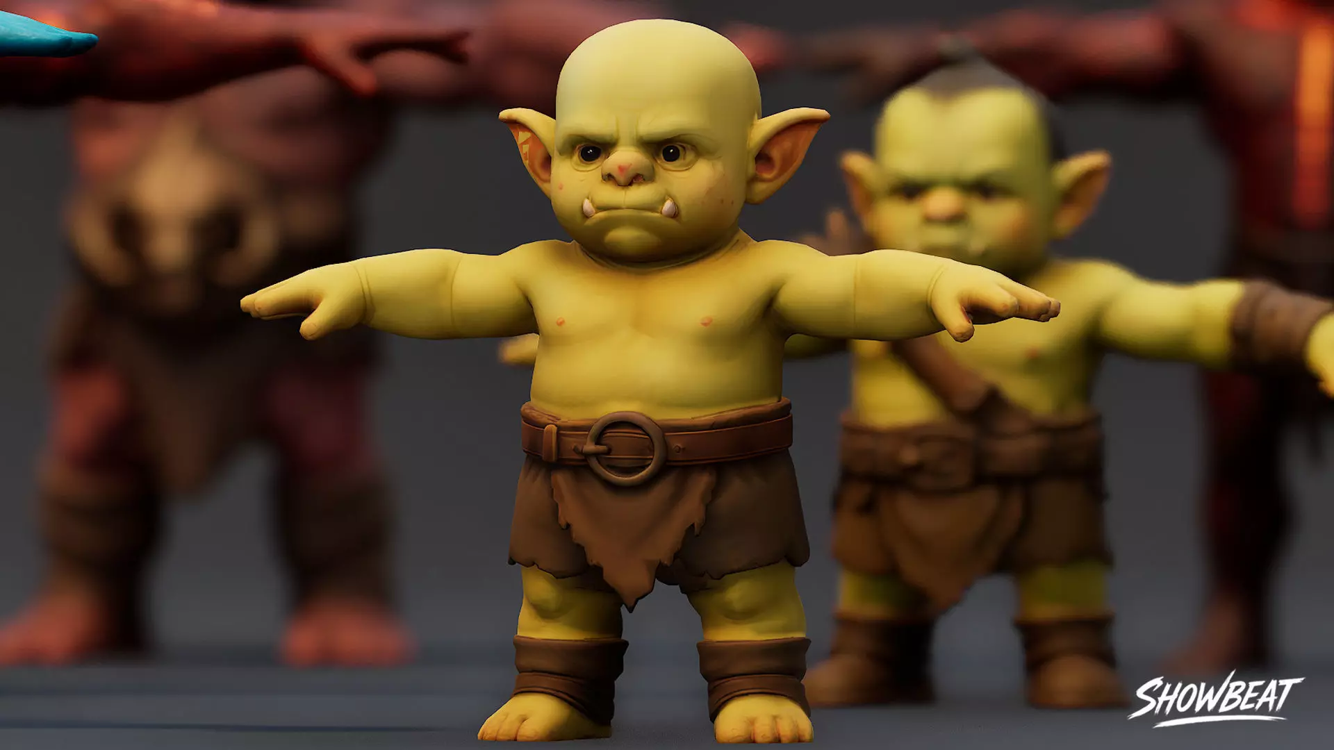 Complete Ogre T-Pose Pack Low-poly 3D model_8