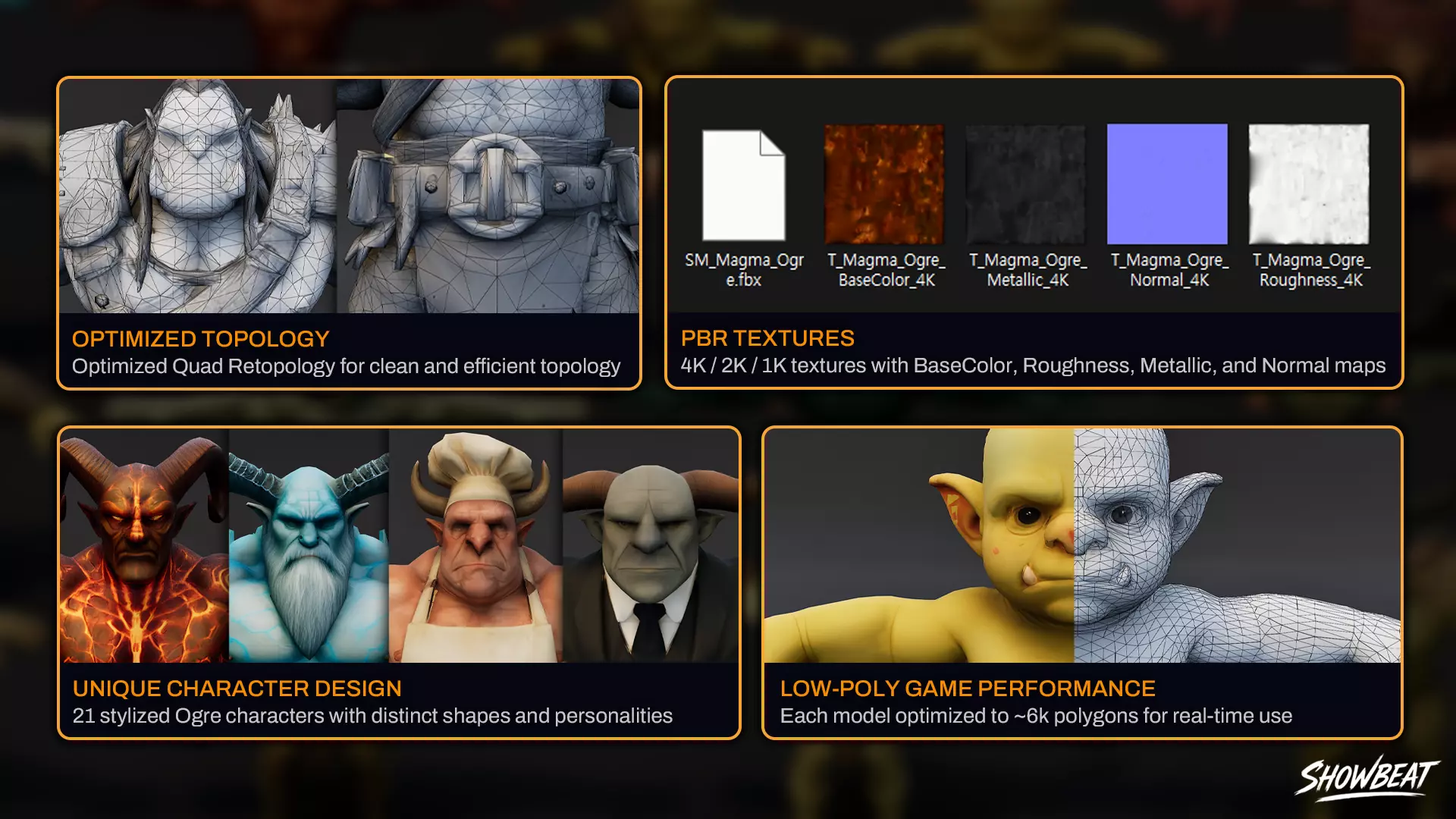 Complete Ogre T-Pose Pack Low-poly 3D model_1