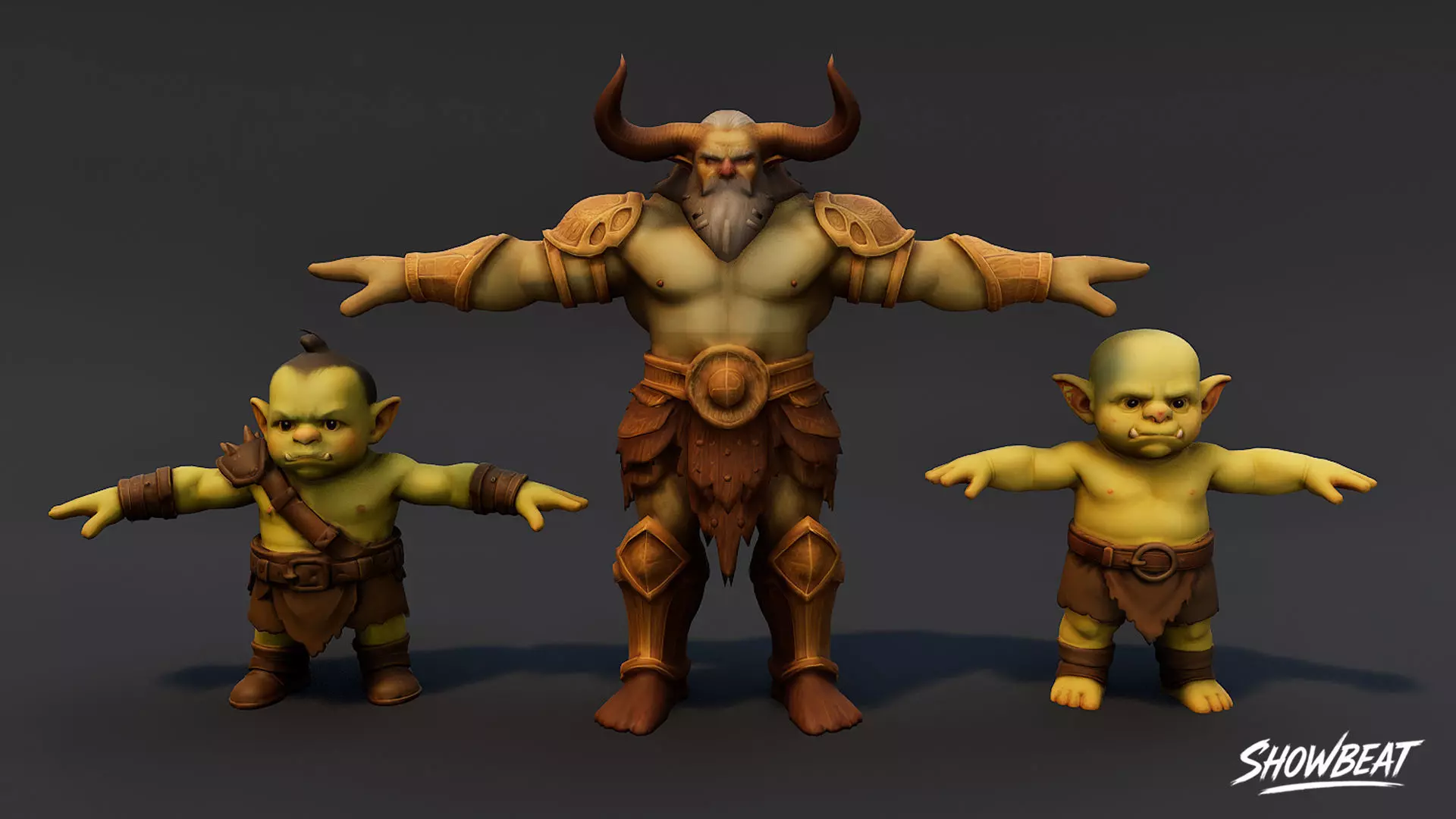 Complete Ogre T-Pose Pack Low-poly 3D model_15