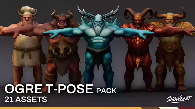 Complete Ogre T-Pose Pack Low-poly 3D model Complete Ogre T-Pose Pack Low-poly 3D model