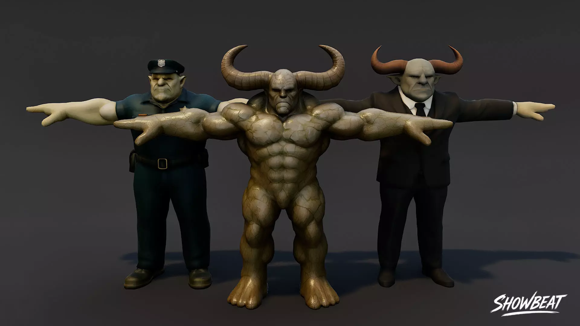 Complete Ogre T-Pose Pack Low-poly 3D model_14