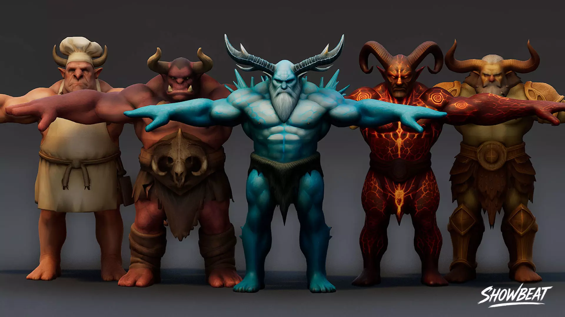 Complete Ogre T-Pose Pack Low-poly 3D model_2