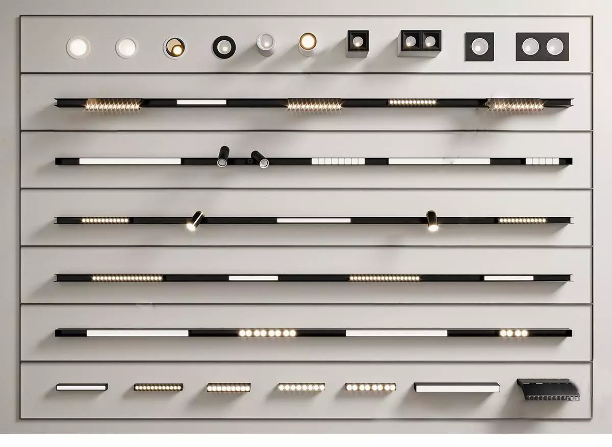 Modern downlights-spotlights-track lights 3D model_0