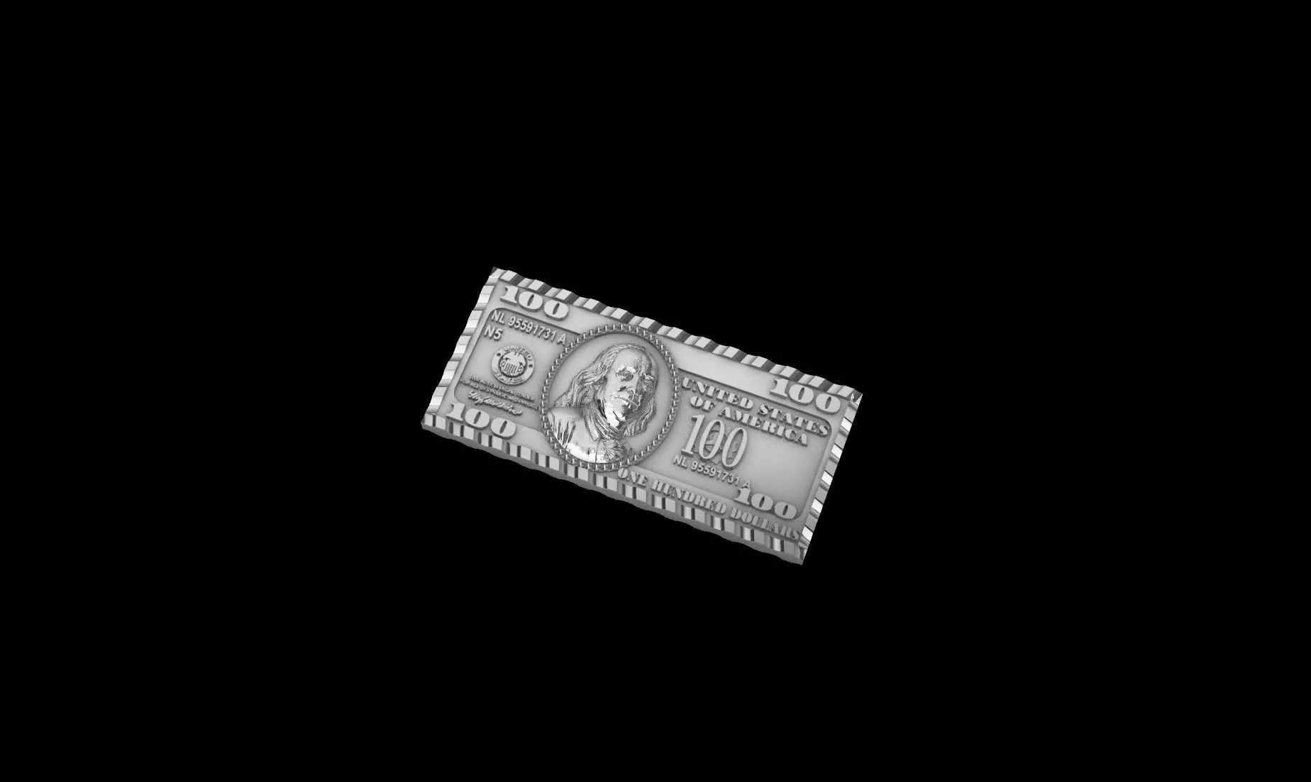 100 Dollar Bill 3D Print 3D print model_4