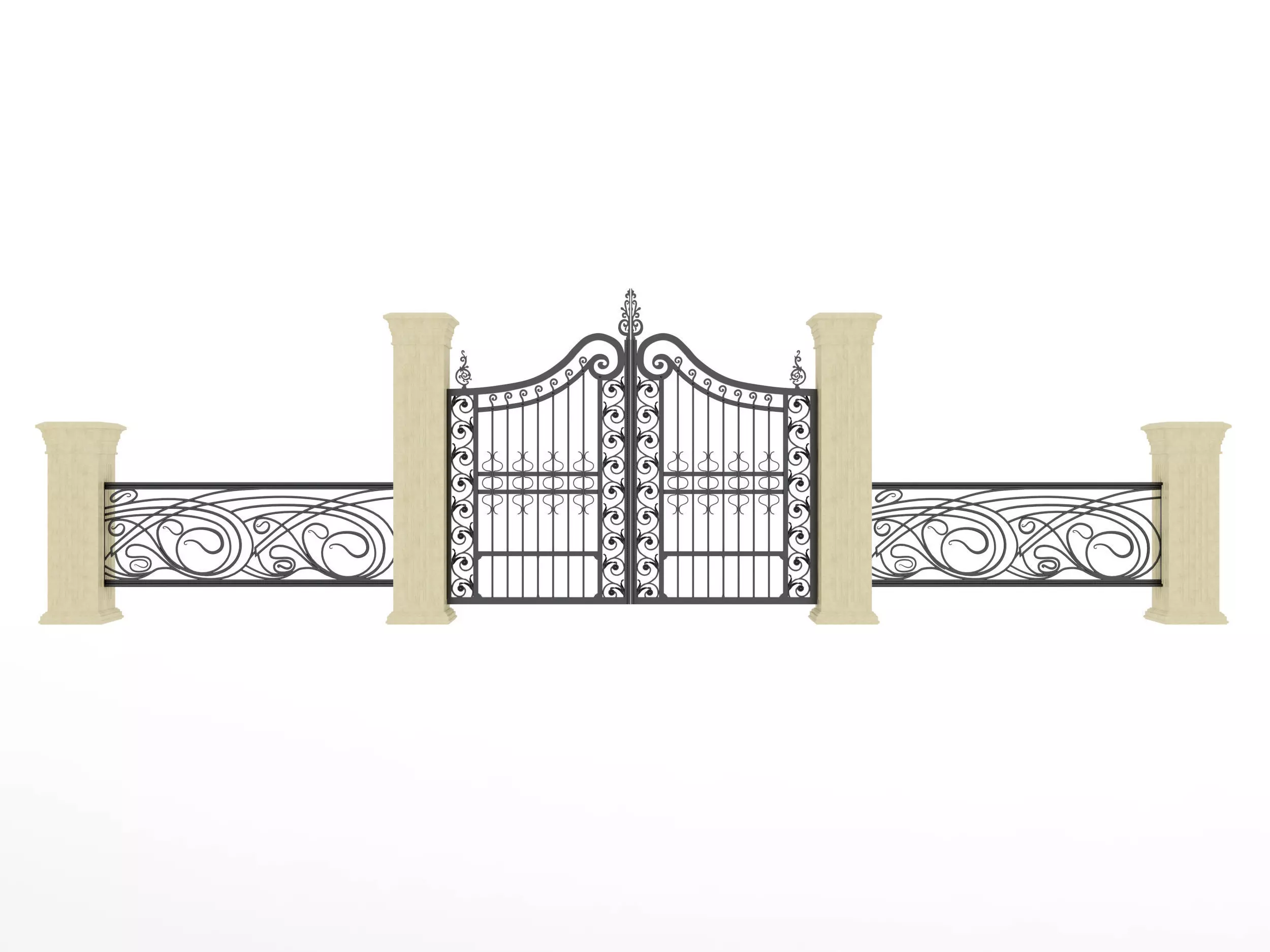 Entry door gate Low-poly 3D model_1