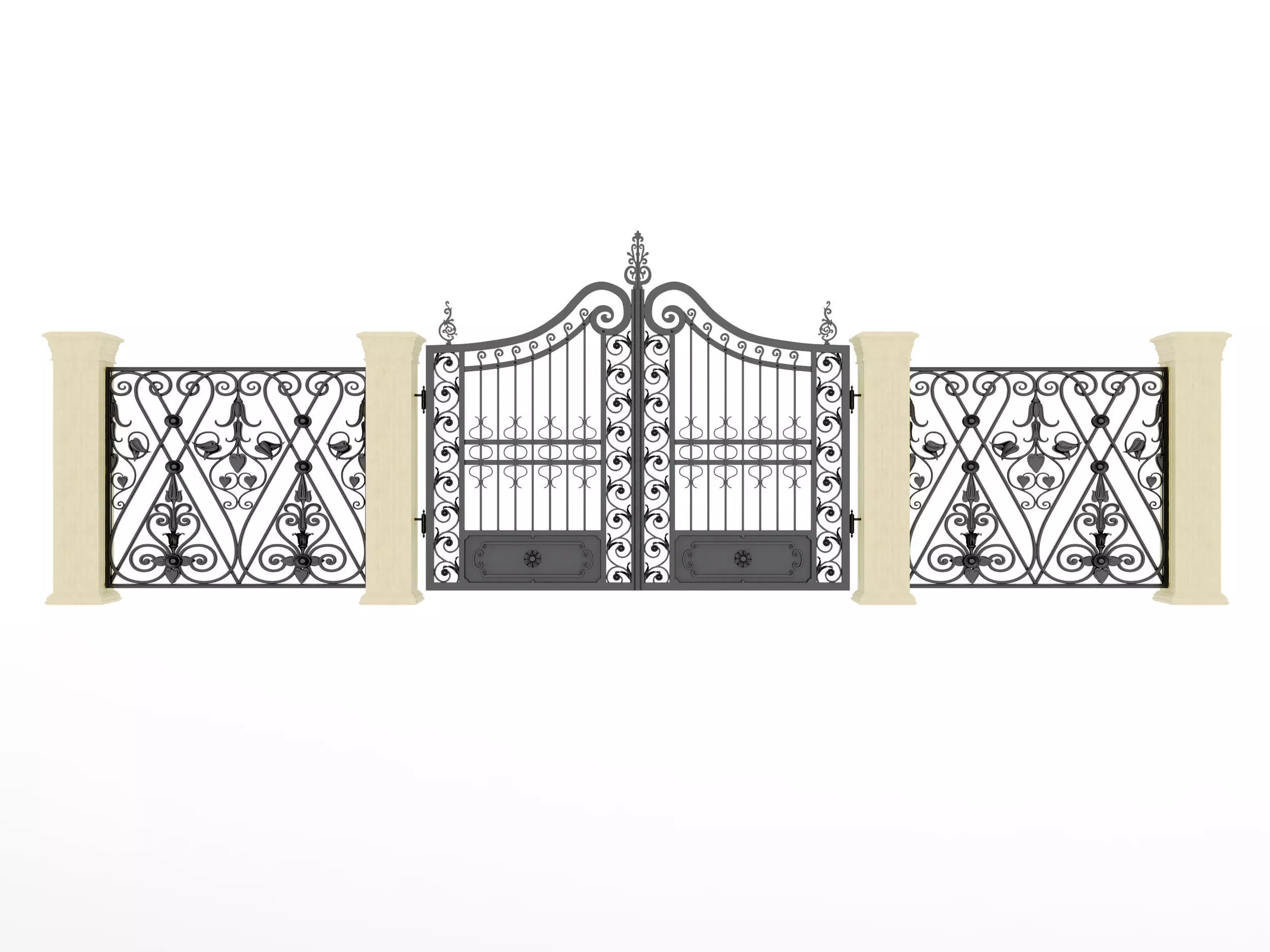 Entry door gate Low-poly 3D model_3