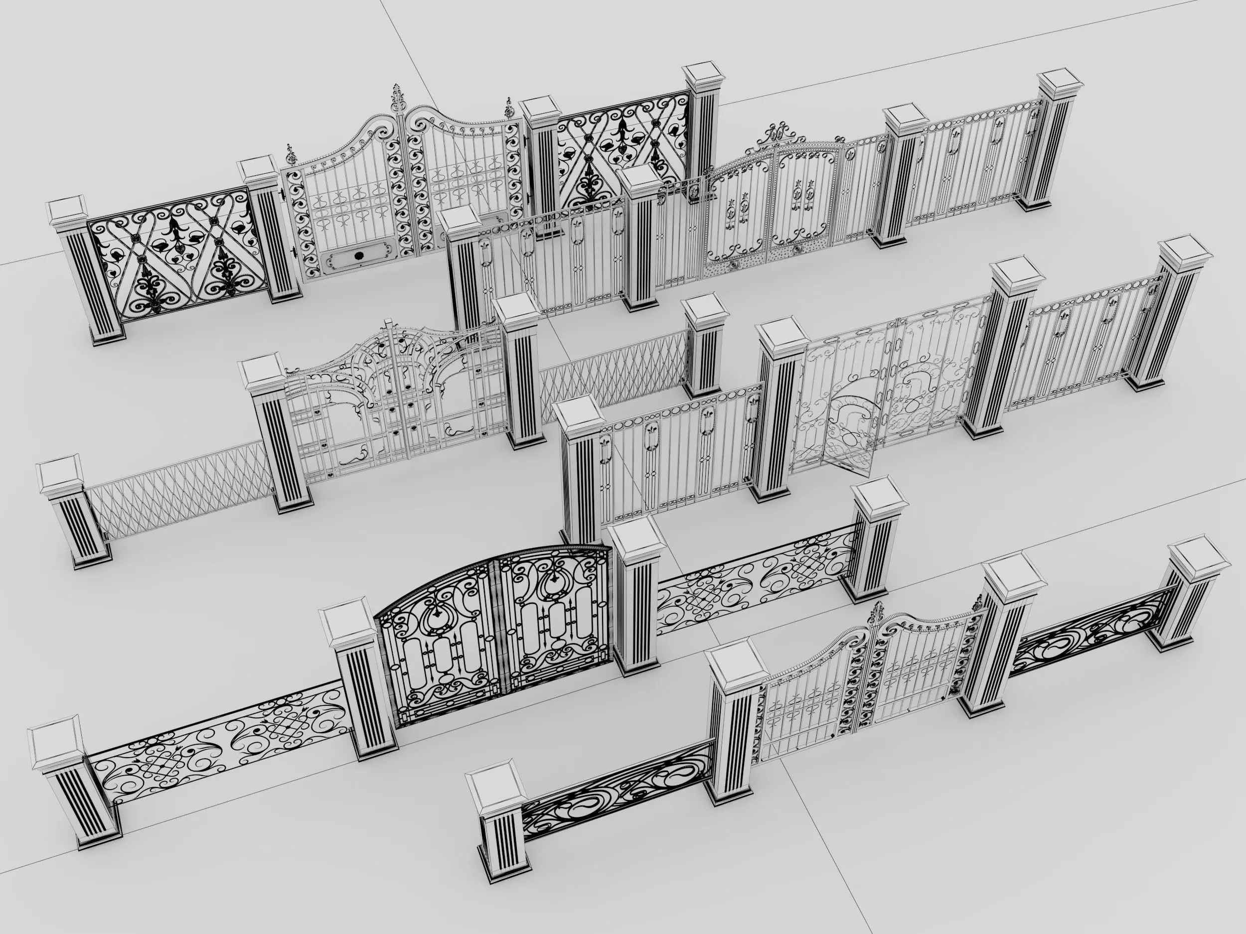 Entry door gate Low-poly 3D model_6