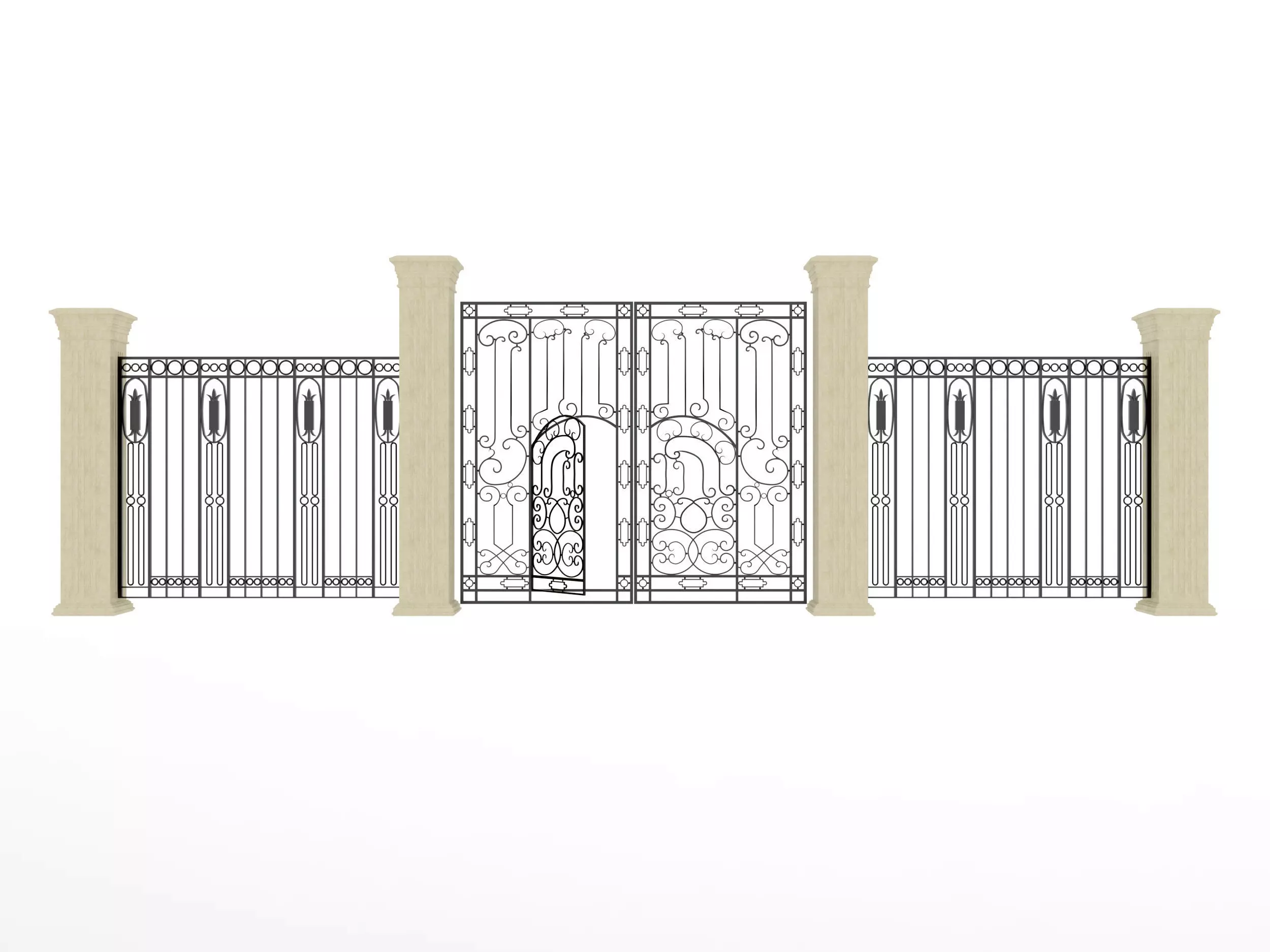 Entry door gate Low-poly 3D model_4