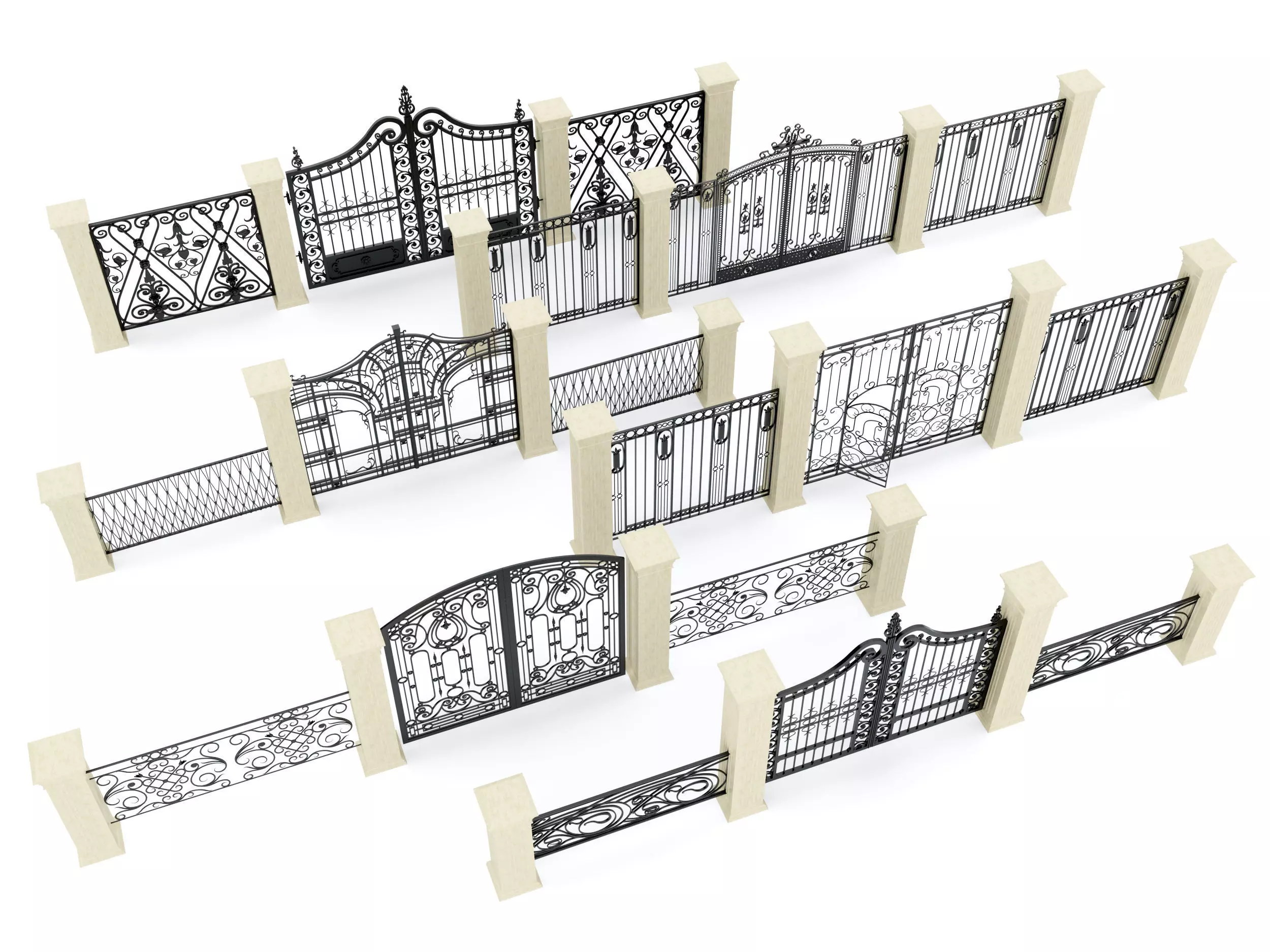 Entry door gate Low-poly 3D model_0