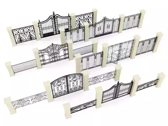 Entry door gate Low-poly 3D model