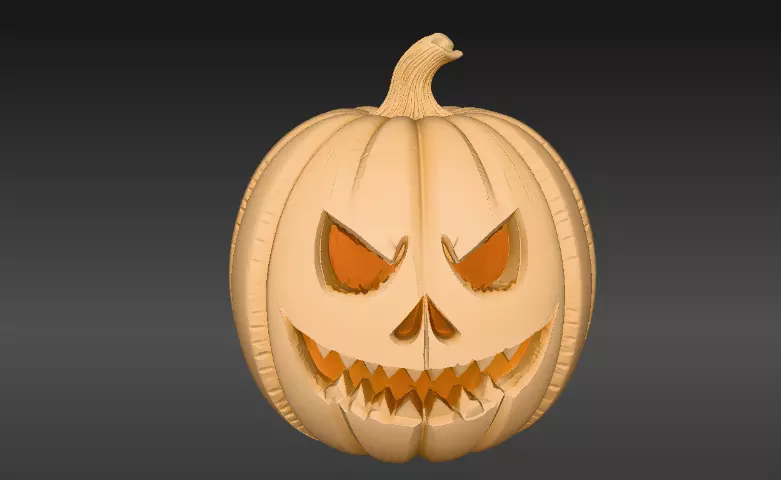 Solid Carved Pumpkin Sculpture 3D Model Halloween Print-Ready 3D print model_1