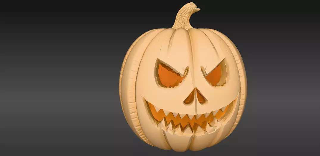 Solid Carved Pumpkin Sculpture 3D Model Halloween Print-Ready 3D print model_9