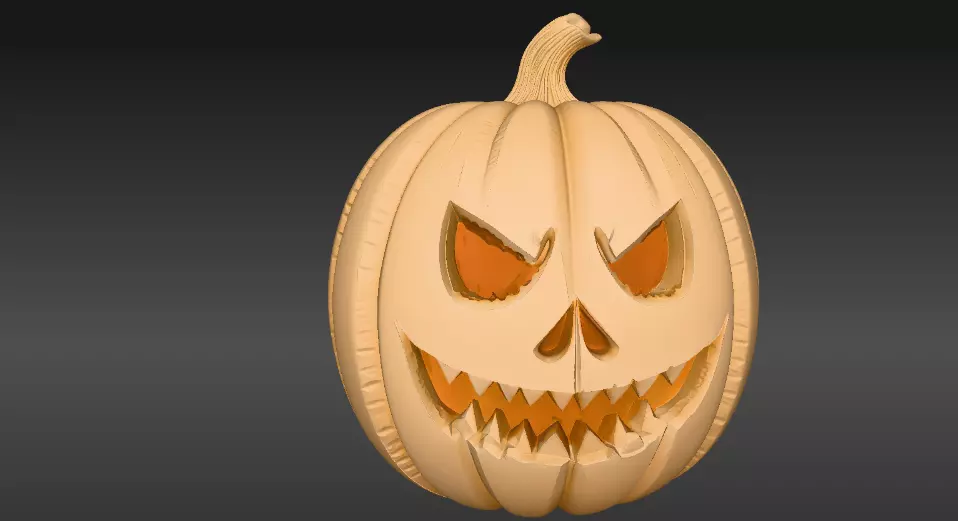 Solid Carved Pumpkin Sculpture 3D Model Halloween Print-Ready 3D print model_4