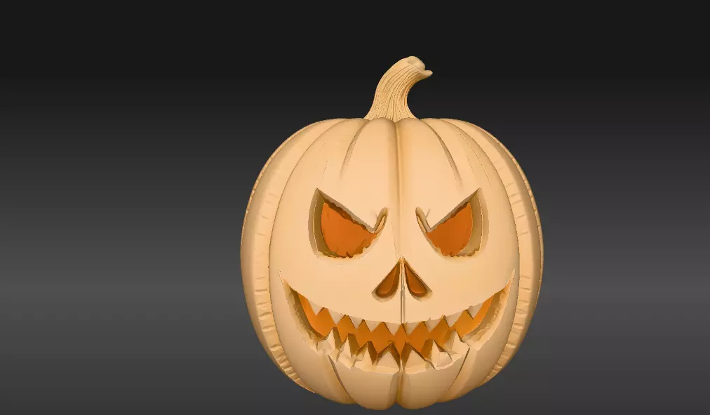 Solid Carved Pumpkin Sculpture 3D Model Halloween Print-Ready 3D print model_0