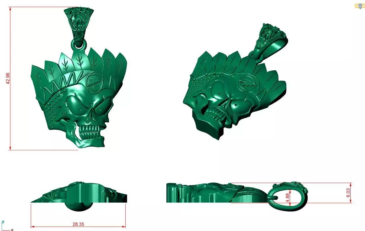 Ghost Head Pendant 3D print model_7